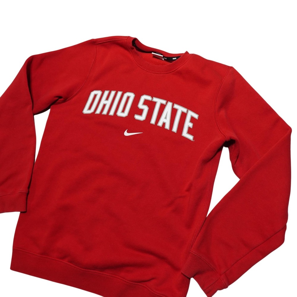 Ohio State Buckeyes Sweatshirt Mens Small Red NCAA Football Nike Fleece Crewneck
